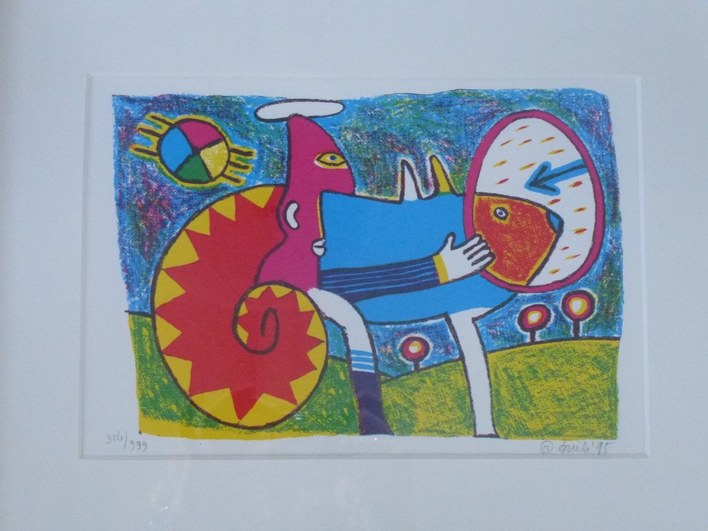 Clemens Briels, zeefdruk: eigen huis, handges. in nieuwe lijst!! verkocht voor € 110!