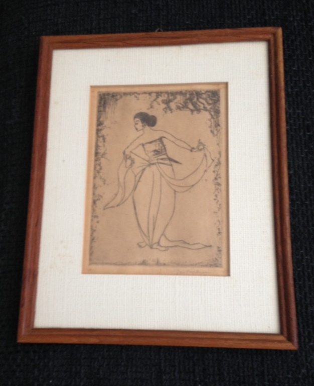 Jan Poortenaar ets danseres Bali. verkocht voor € 45!
