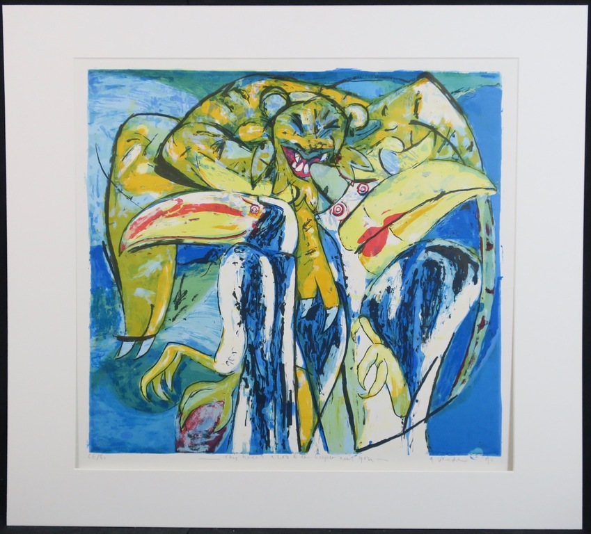 Anton Vrede: Litho, This here's a zoo and the keeper ain't you verkocht voor € 40!