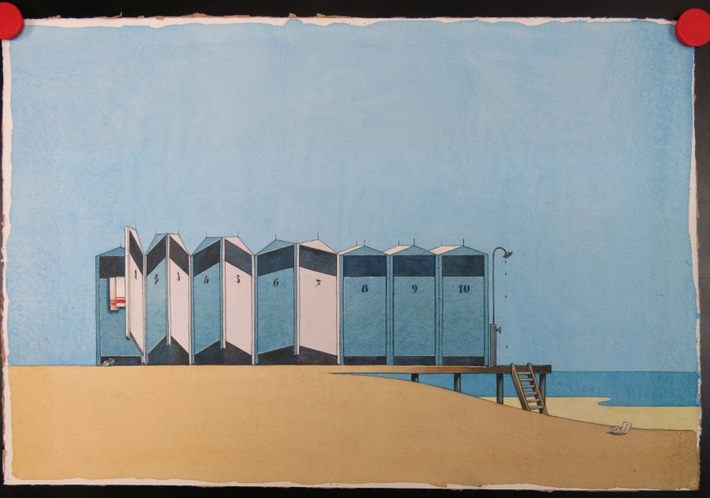 Ivan Ingen: Aquarel, Strandhuisjes kopen? Bied vanaf 20!