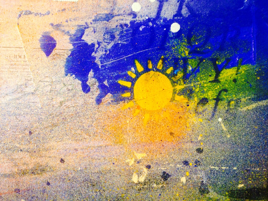 Theo koster, gemengde techniek, here comes the sun  kopen? Bied vanaf 1!