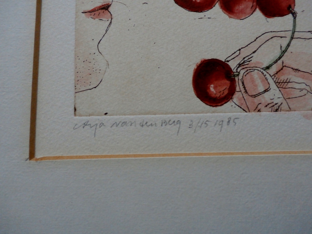 Arja van den Berg - ets: Kersen eten - 1985 kopen? Bied vanaf 45!