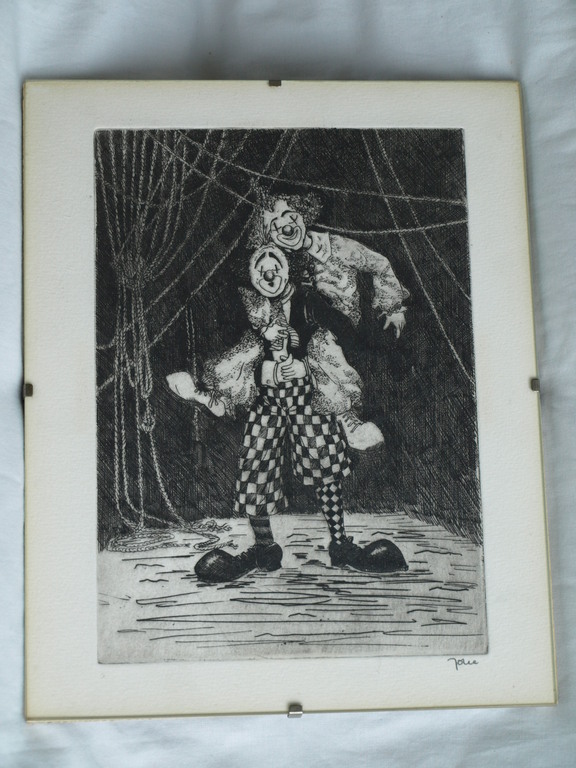 Onbekend : Ets – Clowns - Gesigneerd kopen? Bied vanaf 1!