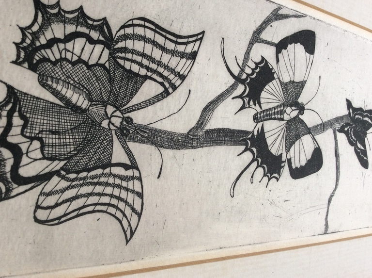 Onbekende kunstenaar - ets met drie vlinders, 1e helft 20e eeuw kopen? Bied vanaf 1!