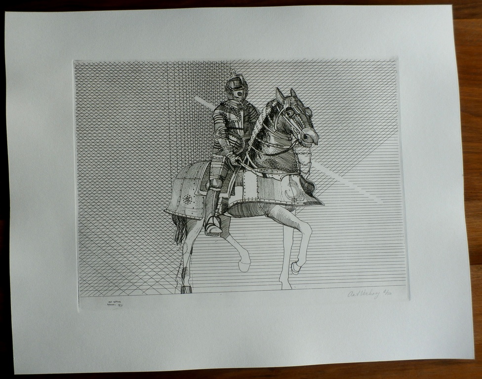 Aat verhoog - ets: ridder op paard - 1971 kopen? Bied vanaf 50!