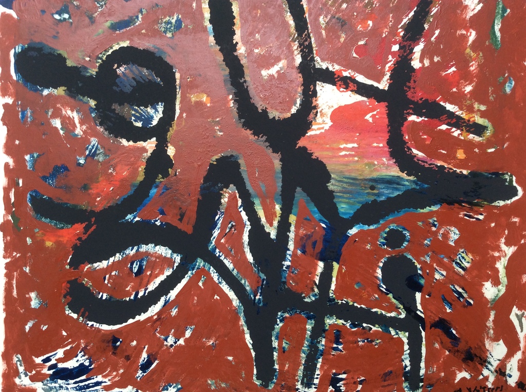 Jack Vissers - abstracte constellatie, acryl op papier kopen? Bied vanaf 1!