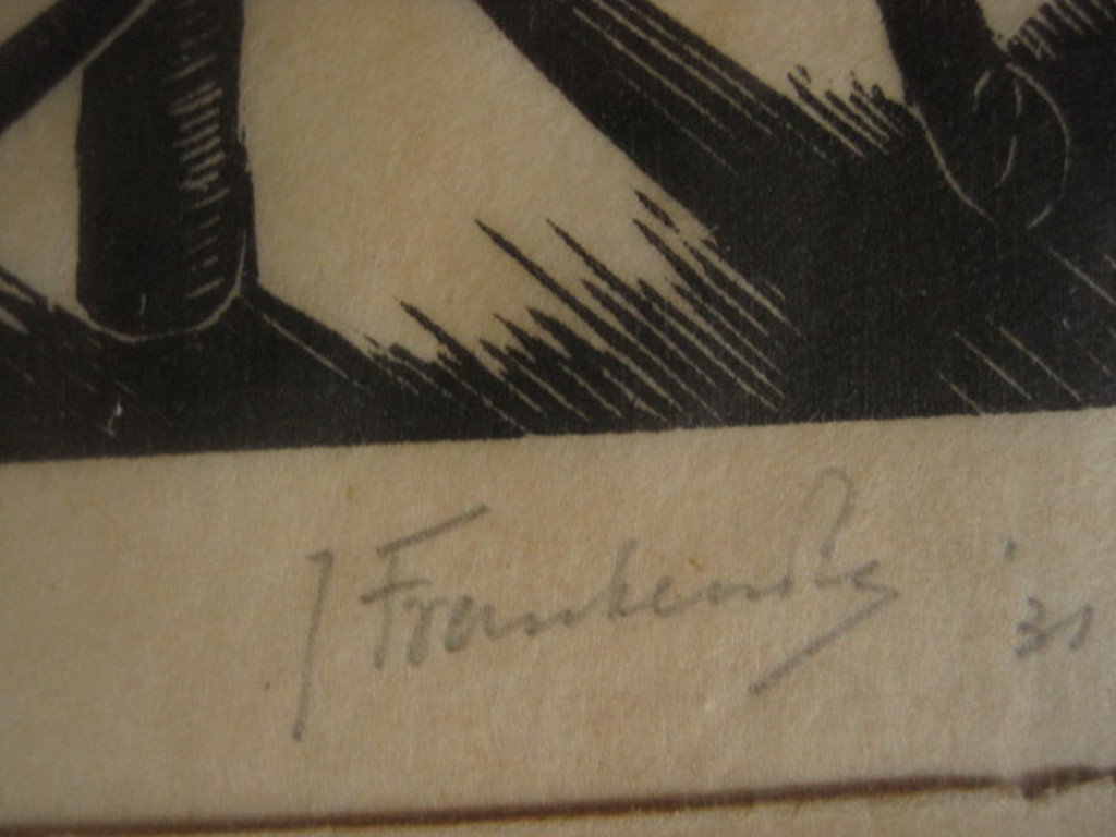 Bijzonder leuke houtsnede "in het Cafe" van Haags graficus Jan Franken 1896-1977 kopen? Bied vanaf 1!
