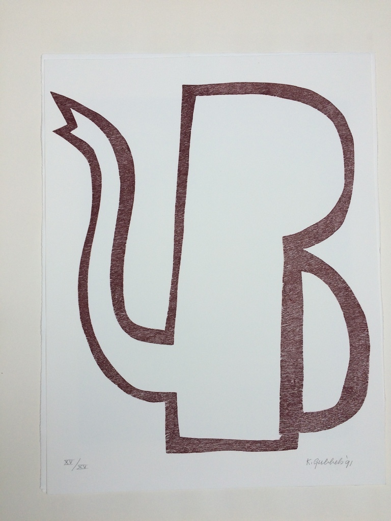 Klaas Gubbels, Rode kan, houtdruk XV/XV in perfecte staat! verkocht voor € 425!