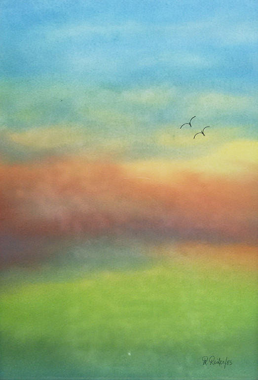 Wolfgang R. Reiter - Vogels in de lucht, aquarel? (ingelijst) kopen? Bied vanaf 1!