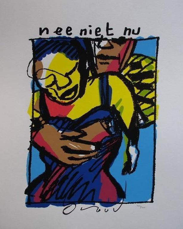 HERMAN BROOD, Gelimiteerde en HANDGESIGNEERDE Zeefdruk  NEE NIET NU verkocht voor € 175!