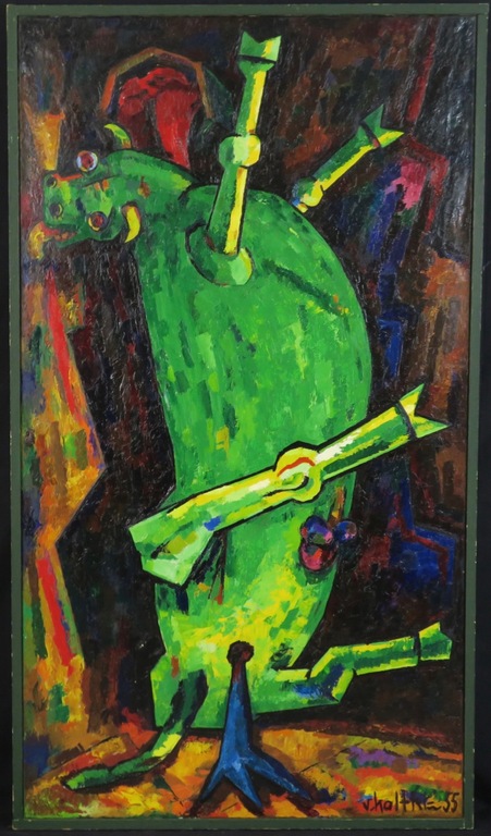 Jan van Holthe: Olieverf op doek, De executie - Ingelijst (Zeer groot) verkocht voor € 160!