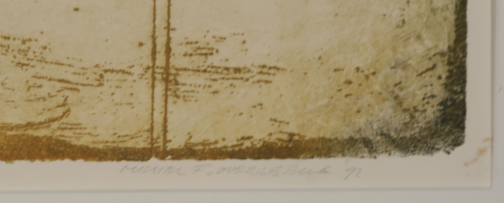 Michel van Overbeeke: Handbewerkte Ets + Bladgoud, Red table kopen? Bied vanaf 50!