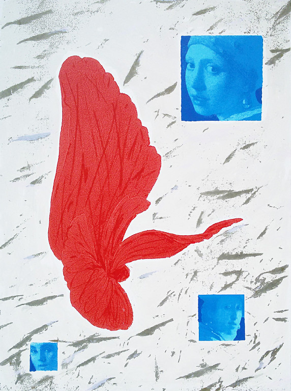 Bloem met een vleugje Vermeer, zeefdruk kopen? Bied vanaf 20!