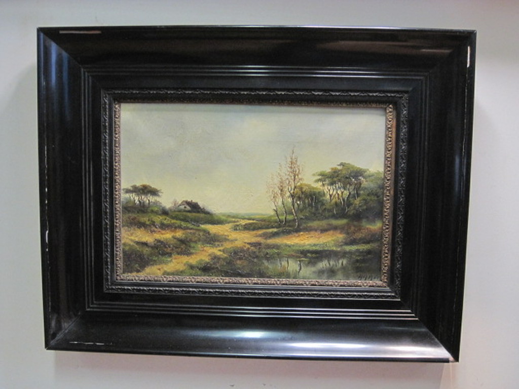 Henricus Rol (1906-1992) olieverf "landschap met bosven " gesigneerd ca 1940  kopen? Bied vanaf 1!