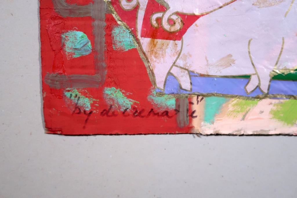 Meertje Kaal: Olieverf en collage op karton, Bij de crematie - Ingelijst kopen? Bied vanaf 1!