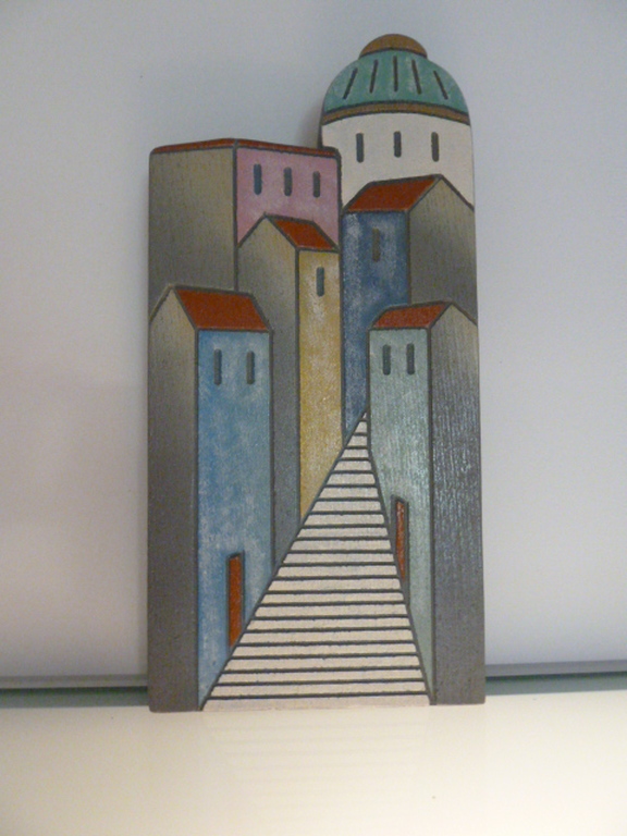 Stenen relief “Mediterraans dorpsaanzicht” kopen? Bied vanaf 1!