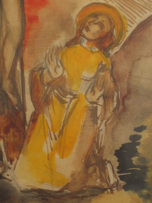 Matthieu Wiegman 1886-1971 Bergense School 1940 aquarel "kruisiging" gesigneerd  kopen? Bied vanaf 1!