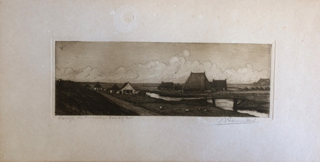 Johan Hemkes, ets, Langs de Friesche zeedijk kopen? Bied vanaf 40!