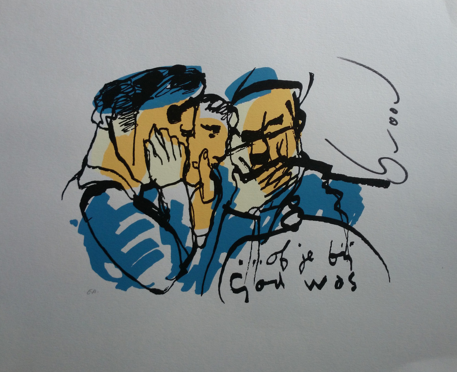 Originele Zeefdruk van Herman Brood - Of je bij god Was kopen? Bied vanaf 150!