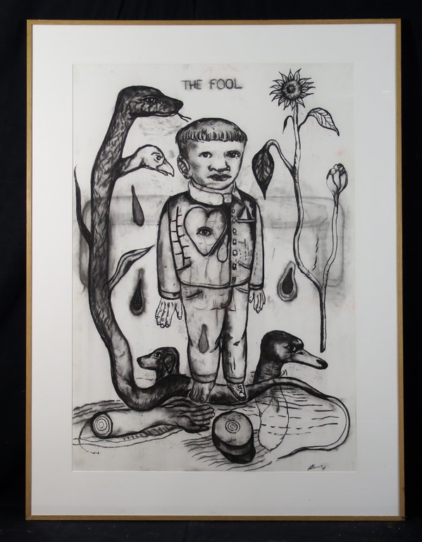Vittorio Roerade: Tekening, The fool - Ingelijst (groot) verkocht voor € 100!