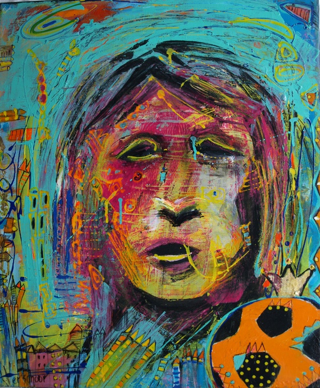 Lidia Verschoor : Gemengde techniek op doek  - Johan Cruijff - 2007 kopen? Bied vanaf 1!