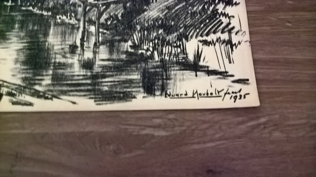 Eduard Houbalt, litho, loosduinsche brug Den Haag.  kopen? Bied vanaf 10!