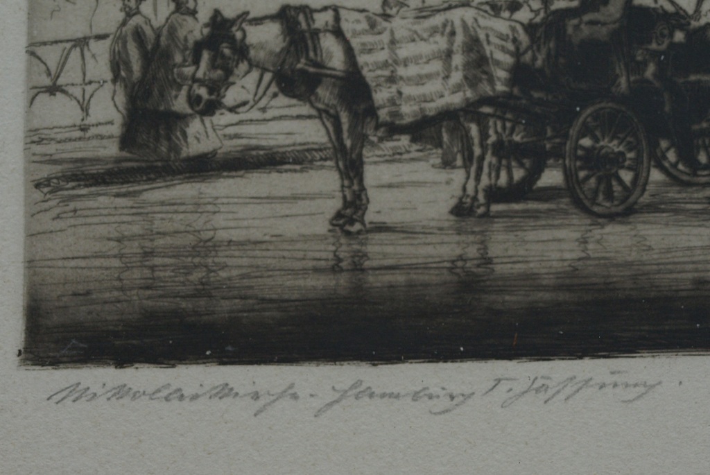 Paul Geissler : ets, Nikolaikirche Hamburg – gesigneerd & ingelijst – ca 1930 kopen? Bied vanaf 1!