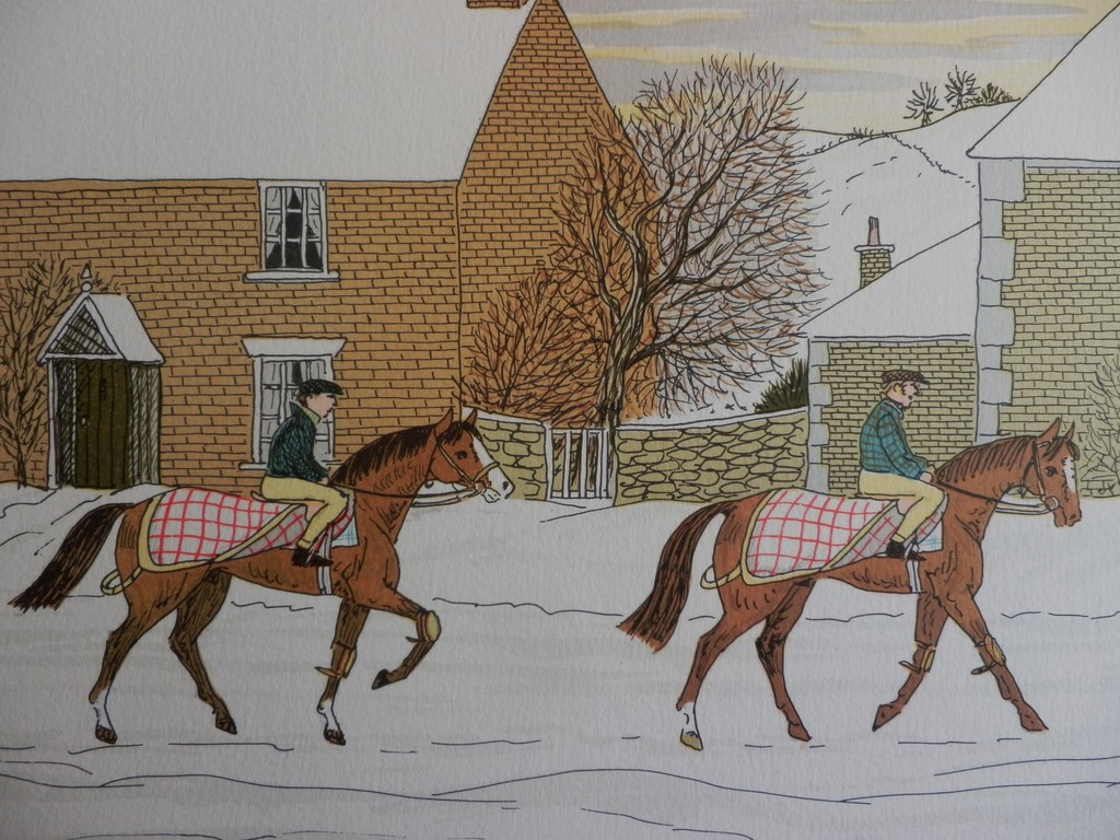 VINCENT HADDELSEY(1934-2010)  HORSE RIDING IN WINTER  Litho  Handgesigneerd kopen? Bied vanaf 125!