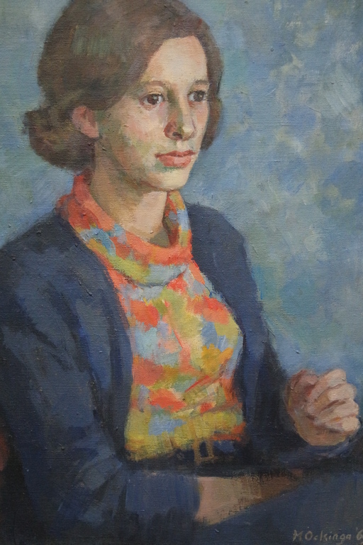 Marianne Fox-Ockinga (1941) - olieverf op doek - portret van een jonge vrouw verkocht voor € 89!