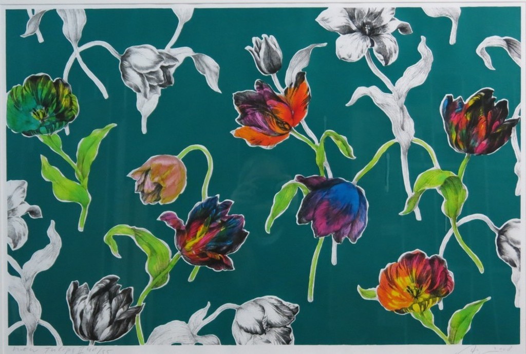 Arjan van Arendonk: Zeefdruk, New Tulips II - ingelijst (groot) kopen? Bied vanaf 80!