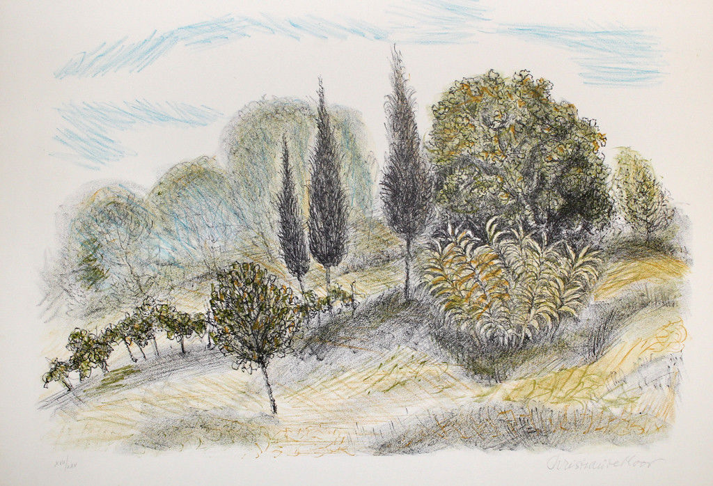 Chris de Moor. -LANDSCHAP IV- Lithografie. Handgesigneerd en genummerd. kopen? Bied vanaf 27!