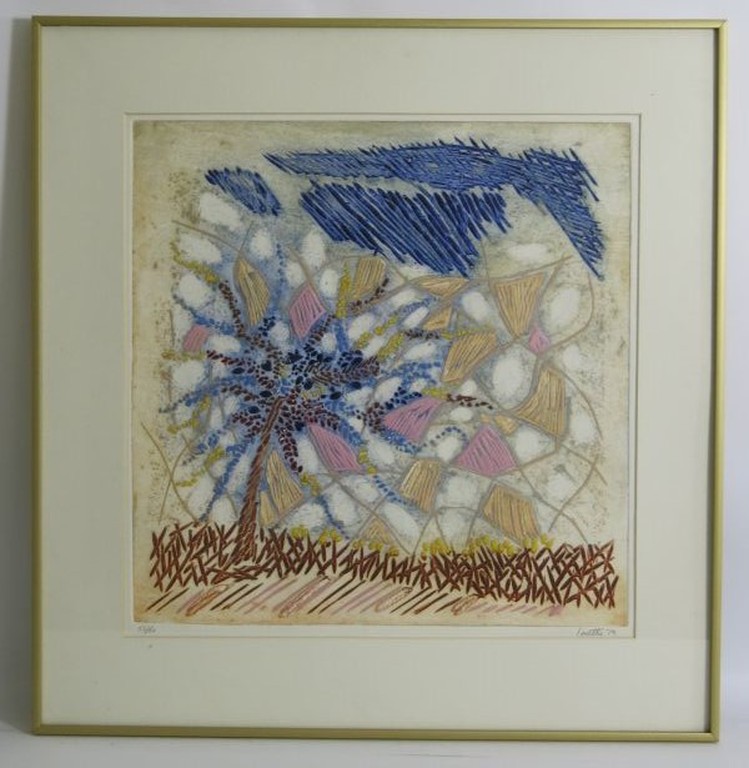 Louttre. B: Kleurenets en Reliëfdruk, Landschap - Ingelijst verkocht voor € 70!