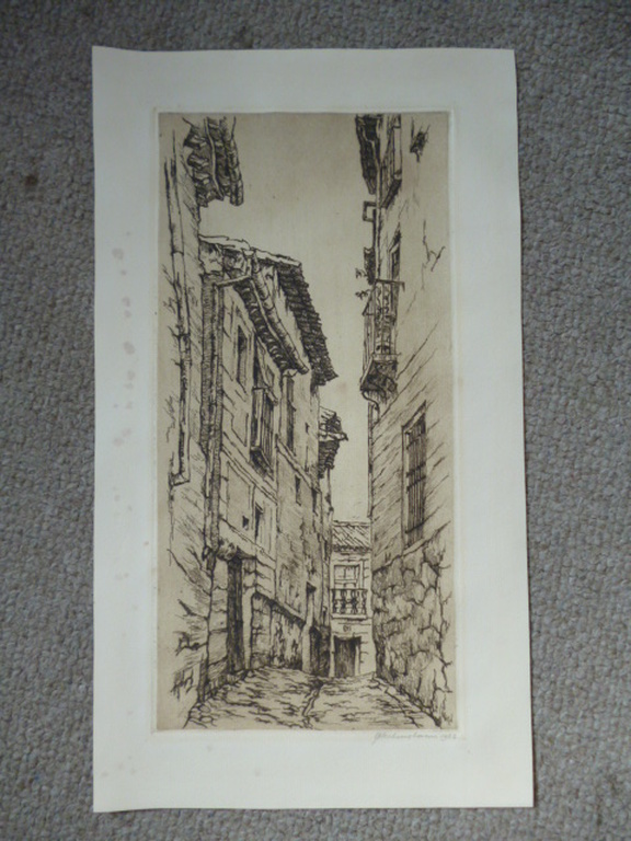 Hendrikus IJkelenstam - ets - Zuid-Europees steegje kopen? Bied vanaf 20!