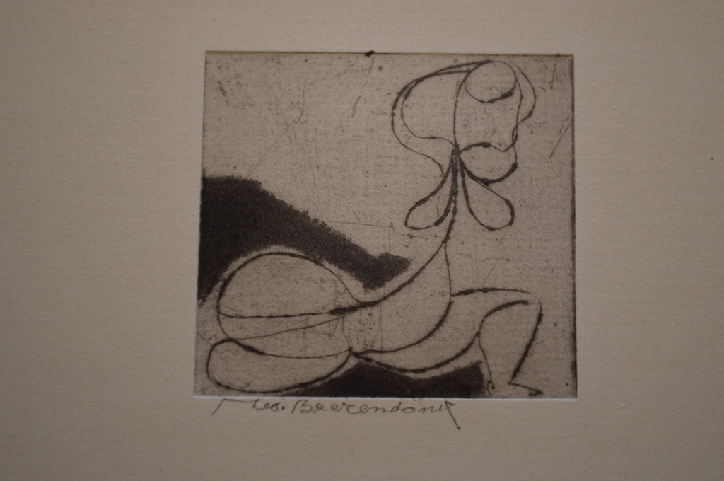 Theo Beerendonk ( 1905-1979) ets, naakt, 1970, 5 x 5 ( 12x12 )  verkocht voor € 35!