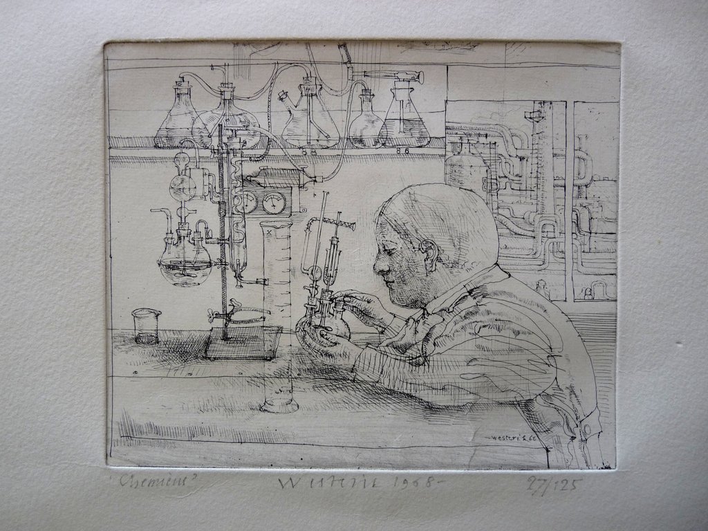 Co Westerik, ets "Chemicus". kopen? Bied vanaf 220!
