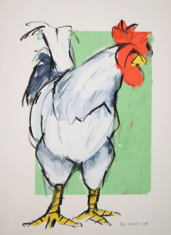 Ellen Meuwese: Gemengde techniek, Haan verkocht voor € 55!