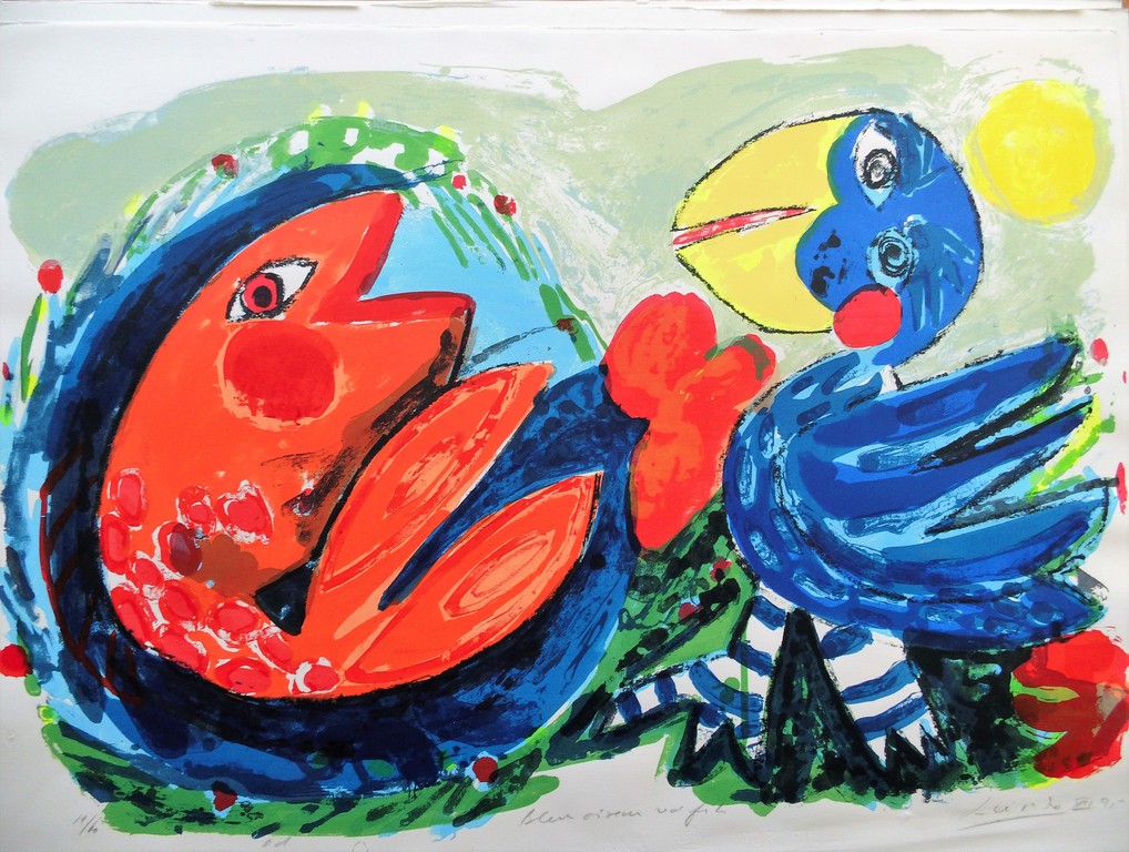 John Lie a Fo  blauwe vogel zeefdruk kopen? Bied vanaf 50!