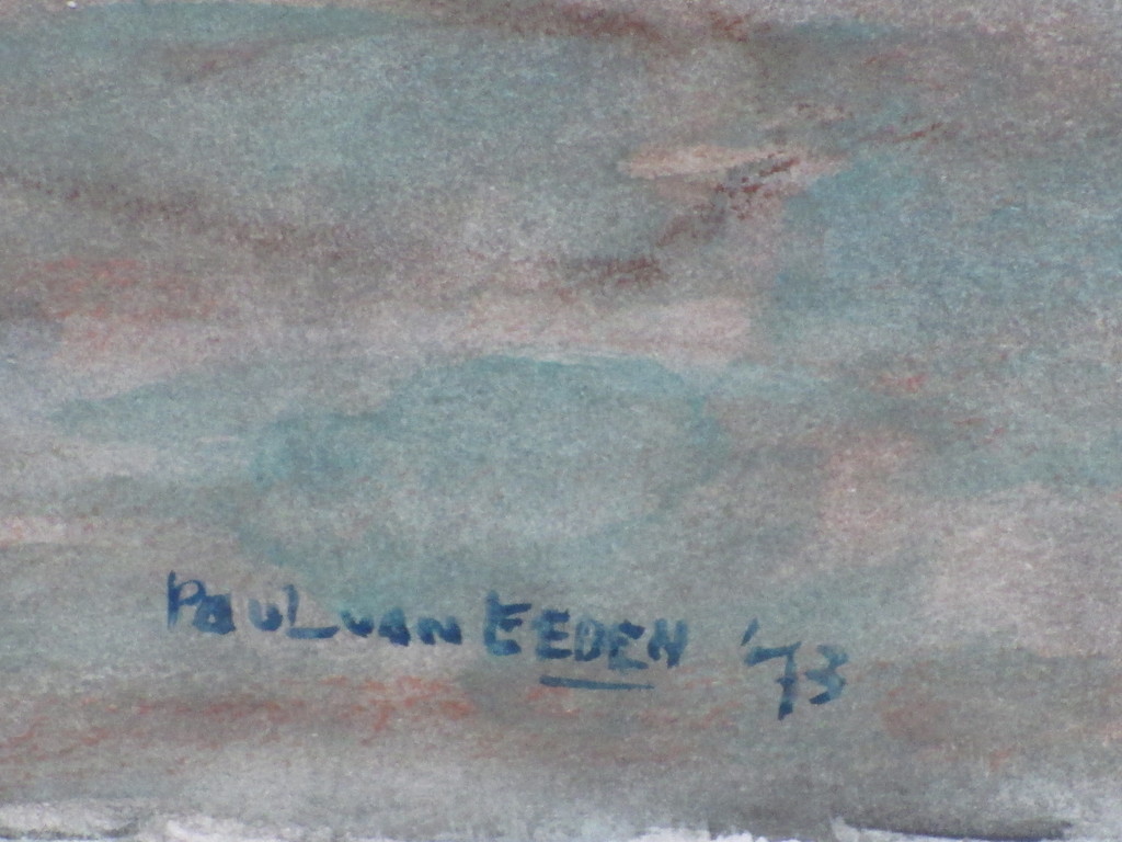 Paul van Eeden, Rivierlandschap, Aquarel kopen? Bied vanaf 1!