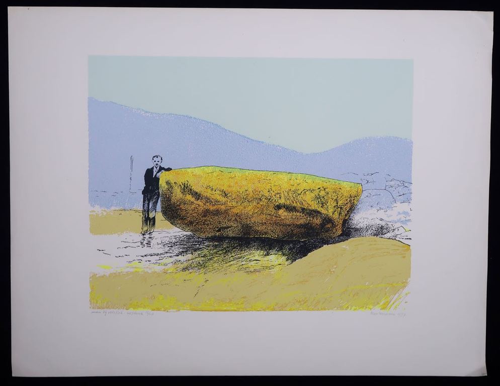 Theo Tomassen: Zeefdruk, Man bij rotsblok kopen? Bied vanaf 1!