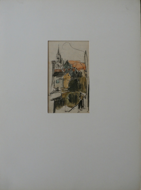 Onbekende kunstenaar - aquarel: stadsgezicht kopen? Bied vanaf 1!