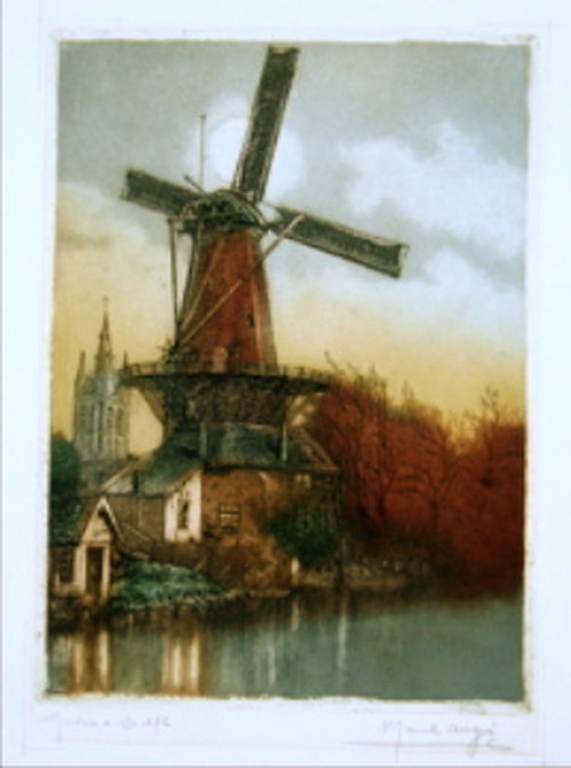 Marcel Augis, ets: Moulin a Delft kopen? Bied vanaf 15!