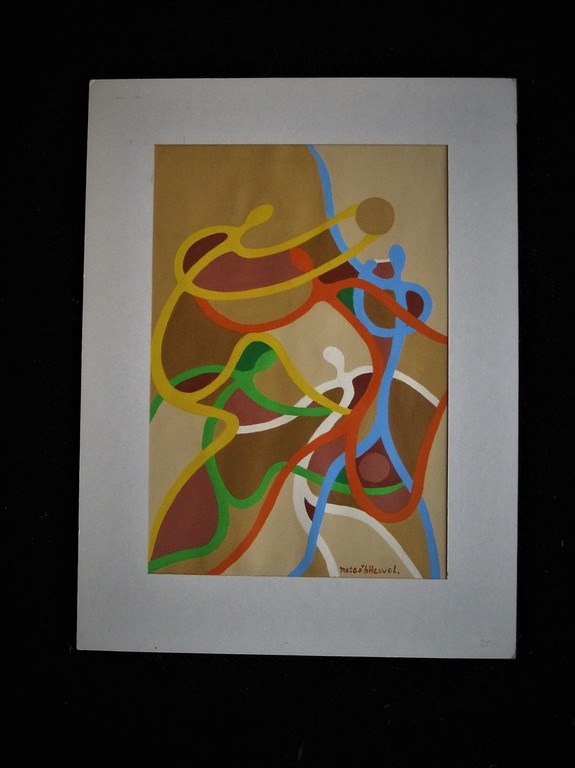 Mooie expressionistische Mateo v/d Heuvel Gouache "eenwording" gesigneerd  kopen? Bied vanaf 1!