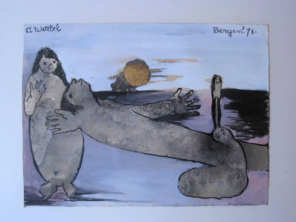 ANS WORTEL - GOUACHE 1971 - HANDGESIGNEERD verkocht voor € 225!