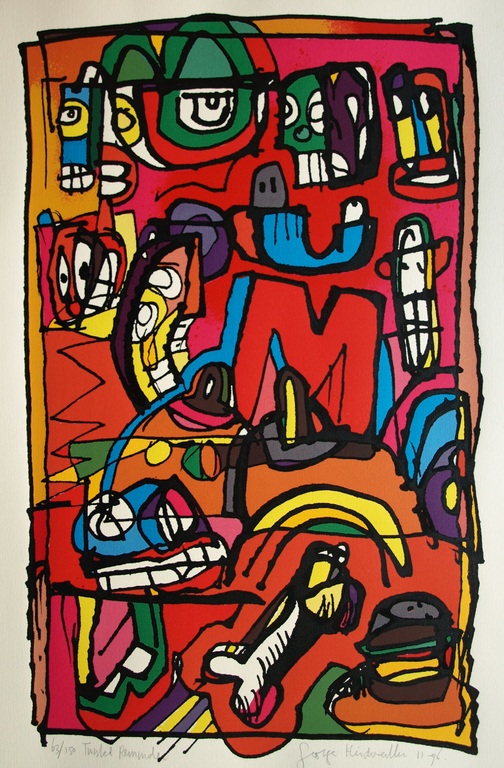 George Heidweiller : Zeefdruk – Twisted Reminder – gesigneerd – 1996 verkocht voor € 35!