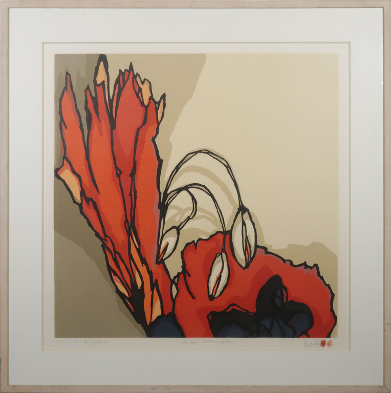 Fon Klement: Boardsnede, Au bout de mon jardin - Ingelijst (Groot!) verkocht voor € 300!