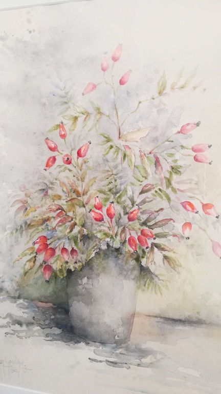 Jan Goselinck - aquarel - Rozenbottel kopen? Bied vanaf 55!