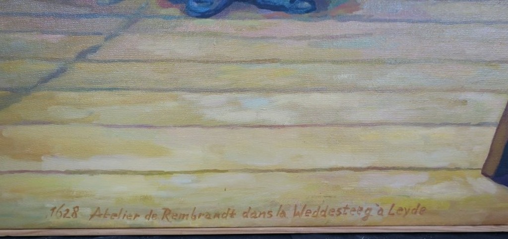 Jan van Holthe: Olieverf op doek, Atelier de Rembrandt - Ingelijst (Zeer groot) kopen? Bied vanaf 200!