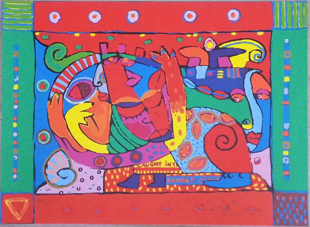 Simon and Bruno. Losse zeefdruk. Titel " Double circle" verkocht voor € 40!