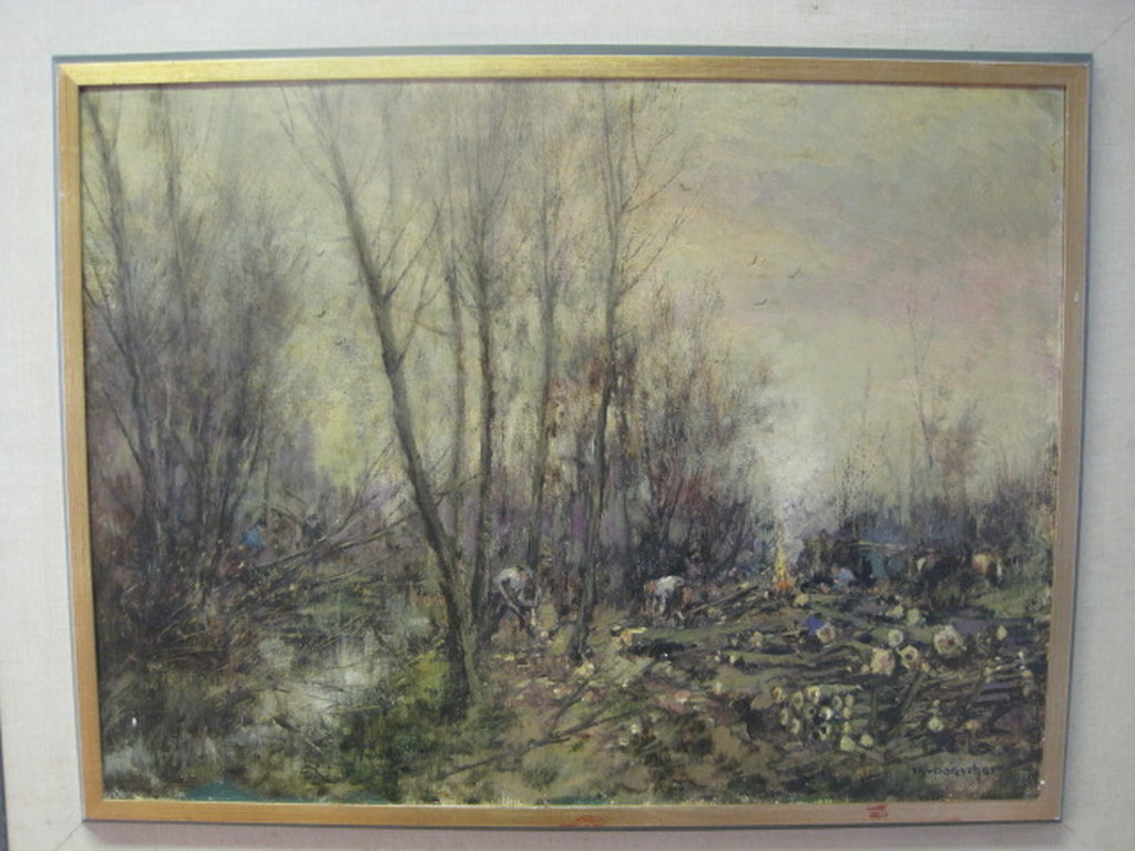 Theod. v. Oorschot 1910-1989 Brabant Meierij landschap met houtvesters 1948 kopen? Bied vanaf 60!