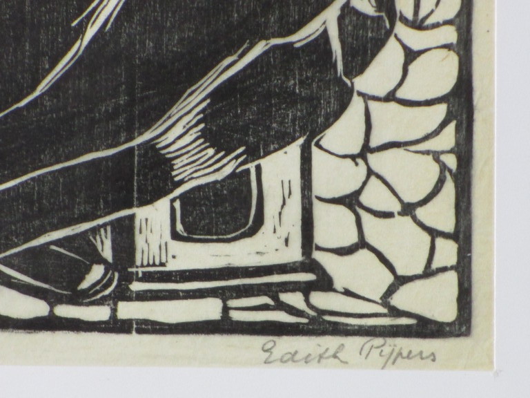 Edith Pijpers, Aardappelschillende vrouw, Houtsnede kopen? Bied vanaf 20!